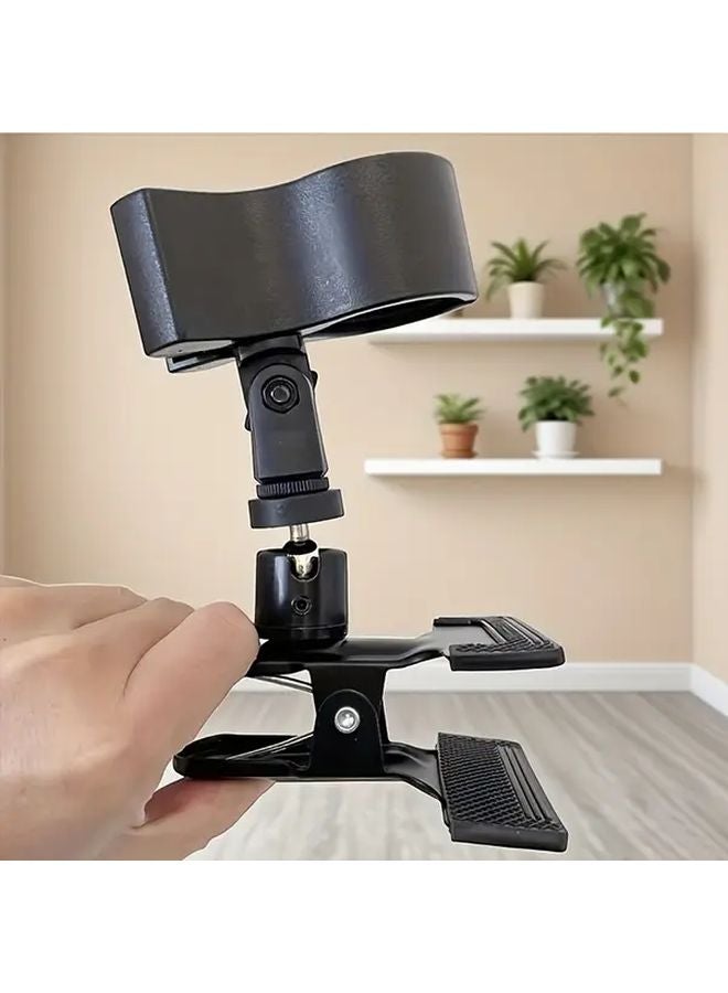 Heavy Duty Adjustable Microphone Stand Holder With Metal Clamp Sturdy Black - Image 2