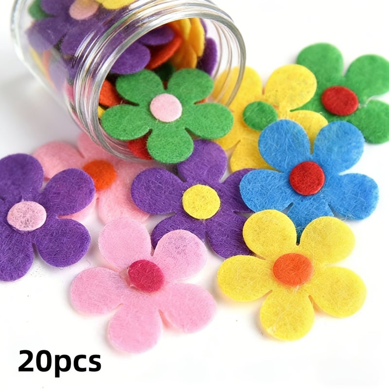 20 Colorful Felt Flowers DIY Craft Kit for Classroom Decor Bouquets Mixed Colors - Image 1
