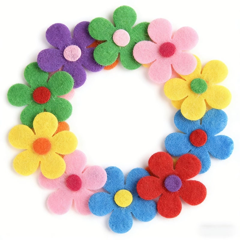 20 Colorful Felt Flowers DIY Craft Kit for Classroom Decor Bouquets Mixed Colors - Image 5