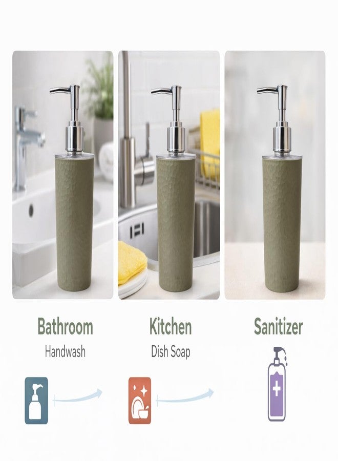 LAGET® 300ml Soap Dispenser for Wash Basin -Textured Design | Kitchen and Bathroom Accessories Items | Liquid Handwash Dispenser Bottle Chrome Finsih Top- Set of 2 (Brown) - Image 5