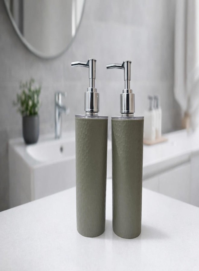 LAGET® 300ml Soap Dispenser for Wash Basin -Textured Design | Kitchen and Bathroom Accessories Items | Liquid Handwash Dispenser Bottle Chrome Finsih Top- Set of 2 (Brown) - Image 3