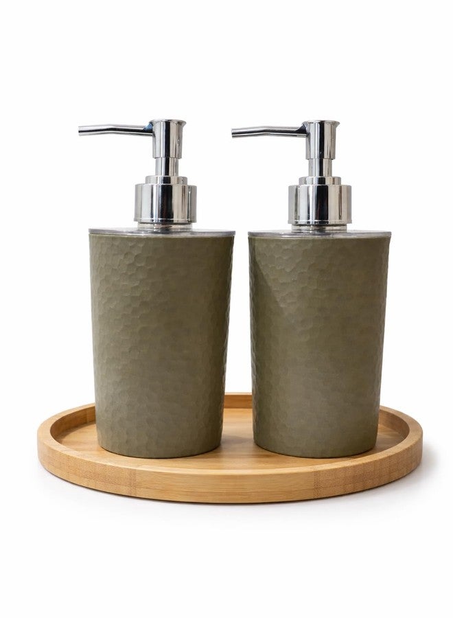 LAGET® 300ml Soap Dispenser for Wash Basin -Textured Design | Kitchen and Bathroom Accessories Items | Liquid Handwash Dispenser Bottle Chrome Finsih Top- Set of 2 (Brown) - Image 2