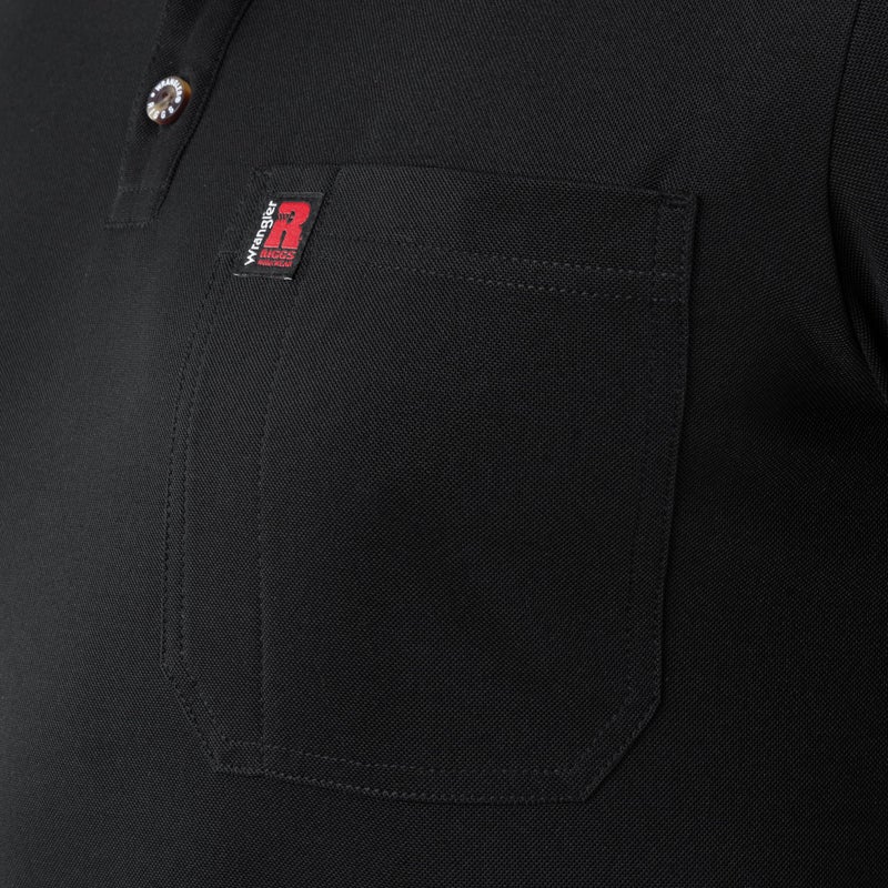 Wrangler Riggs Workwear Men's Short Sleeve Performance Pocket Polo, Black, Medium - Image 3