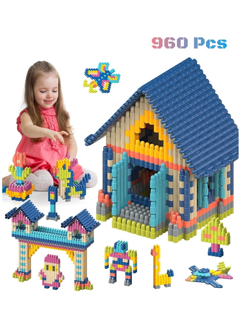 TFiOXL 960 pcs Building Blocks Set Educational Building Toy, Construction Block Toys Set Learning Playset Kit for Boys Girls, Child Brain Development Preschool Kindergarten Toy Age 3+(with storage box) - Image 1