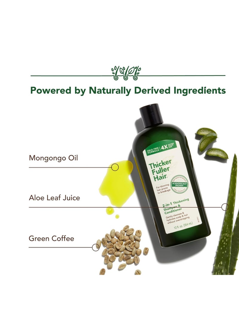 Thicker Fuller Hair - Thicker Fuller Hair 2-in-1 Thickening Shampoo and Conditioner - Thickening Serum - Hydrating Shampoo with Aloe Leaf Juice - Thinning Hair Treatment Serum - Fights Breakage - 2 pc - Image 1