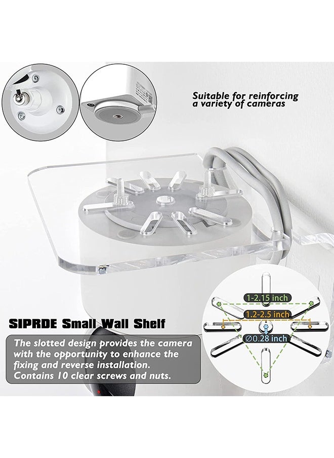 General - 3 Pcs Acrylic Floating Wall Shelves, with Cable Clips  Strong Tapes  Screws, No Drill Universal Small Wall Shelf, Universal Adhesive Shelf Easy to Install, 10*10*5CM - Image 1
