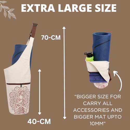 PANFIKH Yoga Mat Carrier Bag - Natural Cotton Cover - Suitable for 8mm Yoga Mats - Image 4