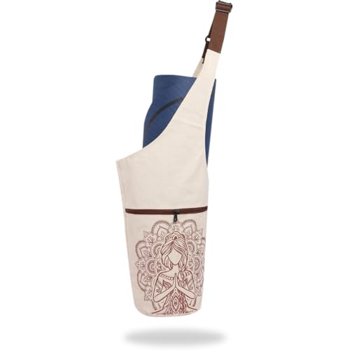 PANFIKH Yoga Mat Carrier Bag - Natural Cotton Cover - Suitable for 8mm Yoga Mats - Image 1