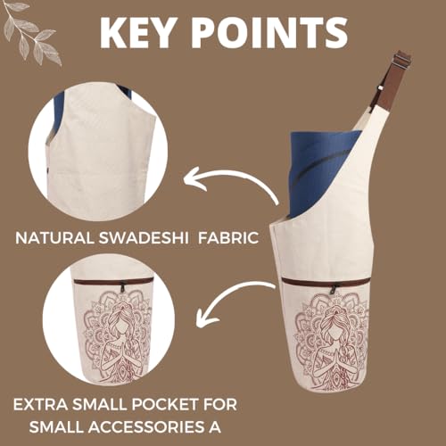 PANFIKH Yoga Mat Carrier Bag - Natural Cotton Cover - Suitable for 8mm Yoga Mats - Image 5