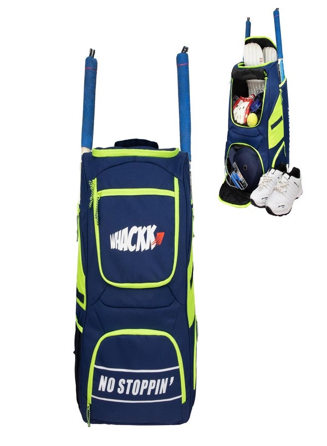 WHACKK Polyester Crowe 60L Unisex Navy Cricket Kit Bag Backpack | Youth Size | 2 Bat | Shoe/Helmet Pocket | Main Compartment 14.75" Leg Pad | Bottle Holder | Easy Access Pocket | Player Edition Youth - Image 1