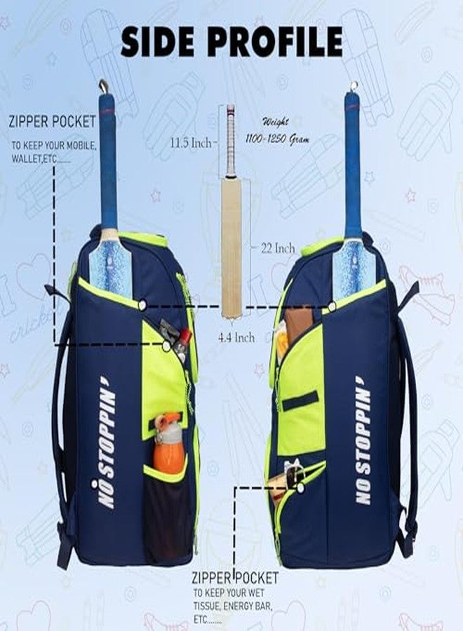 WHACKK Polyester Crowe 60L Unisex Navy Cricket Kit Bag Backpack | Youth Size | 2 Bat | Shoe/Helmet Pocket | Main Compartment 14.75" Leg Pad | Bottle Holder | Easy Access Pocket | Player Edition Youth - Image 5