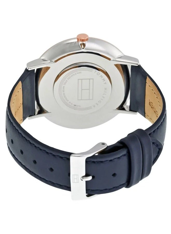 Tommy Hilfiger Women’s Watch – Model 1781689 | Ultra Slim Design with Silver Dial and Blue Leather Strap - Image 4