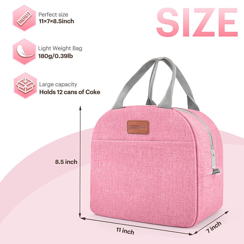 Easyfun Lunch Bag for Women & Men Adult Insulated Lunch Box, Small Leakproof Cooler Food Lunch Containers Reusable High Capacity Lunch Tote Bags for Work, Travel, Outdoor (Pink) - Image 2