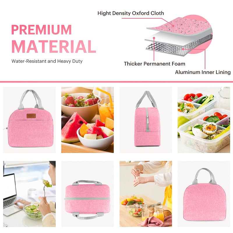 Easyfun Lunch Bag for Women & Men Adult Insulated Lunch Box, Small Leakproof Cooler Food Lunch Containers Reusable High Capacity Lunch Tote Bags for Work, Travel, Outdoor (Pink) - Image 5