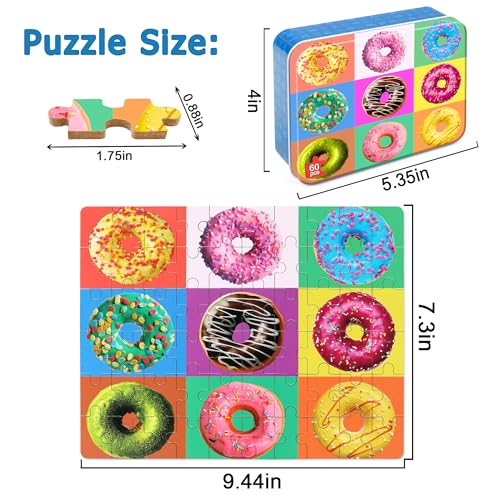 LELEMON Puzzles for Kids Ages 46 Donut Puzzle 60 Piece Puzzles for Kids in a Metal Box Educational Kids Puzzles Jigsaw Puzzles Childrens Puzzle Games Puzzle Toys for Girls and Boys - Image 5