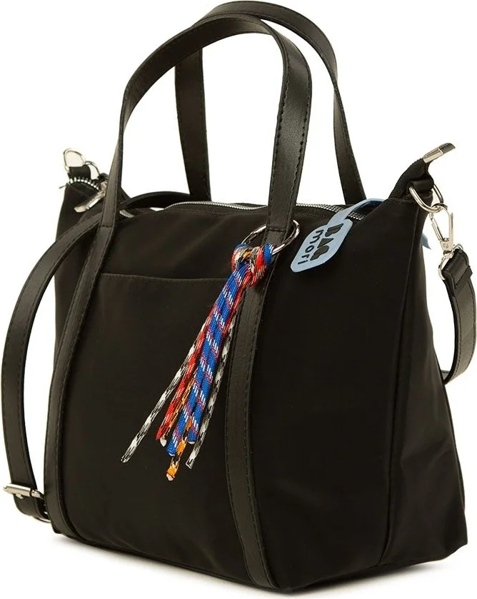 باجموري Black Colored Tasseled Long Strap Mini Satin Bag