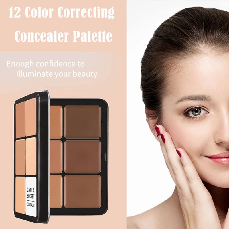 SURORAIN Professional Color Correcting Concealer Cream,12 Color Concealer Foundation Palette,Long-Wearing Full Coverage Makeup and Corrector for Under Eye Dark Circles,Acne & Blemishes,Reduces Redness - Image 2