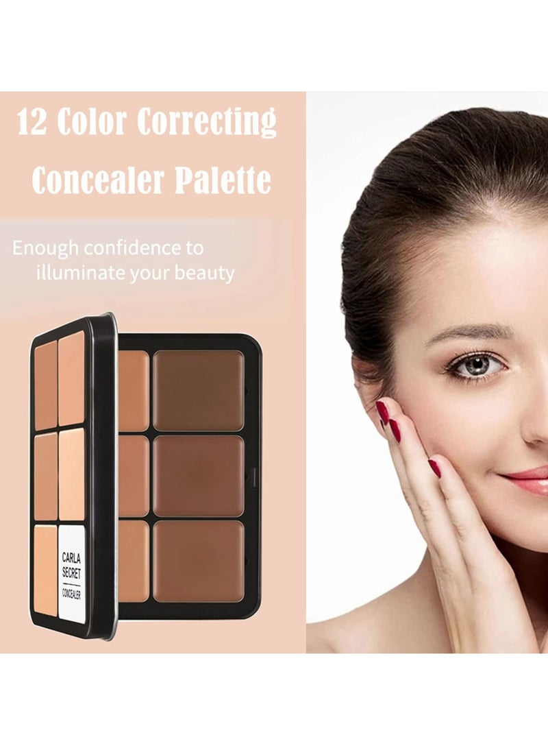 CARLA SECRET Professional Color Correcting Concealer Cream,12 Color Concealer Foundation Palette,Long-Wearing Full Coverage Makeup and Corrector for Under Eye Dark Circles, Acne & Blemishes, Reduces Redness - Image 2