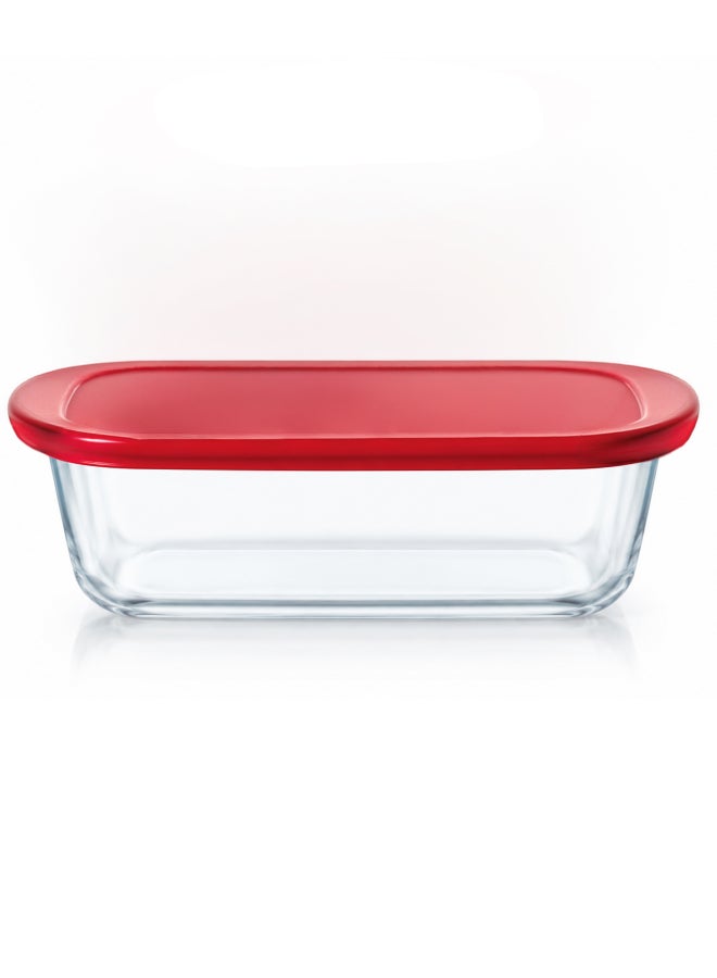 بيريكس Pyrex Cook & Store 400ML Rectangular Glass Roaster with Lid, Oven Safe Food Storage Dish, Glass Bakeware Container for Cooking, Baking, Roasting & Leftovers - Image 1