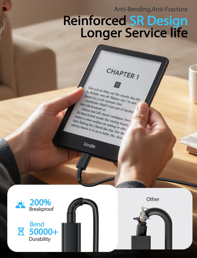 SCOVEE USB C Cable Compatible with Kindle E-Readers,Fire Tablets HD 10 9th 10th 11th Generation,HD-8,8 Plus 2020 2022 Release,7 Kids Edition 2019 2021,Type-C Charging Cord for Samsung,Moto (6.6FT) - Image 5