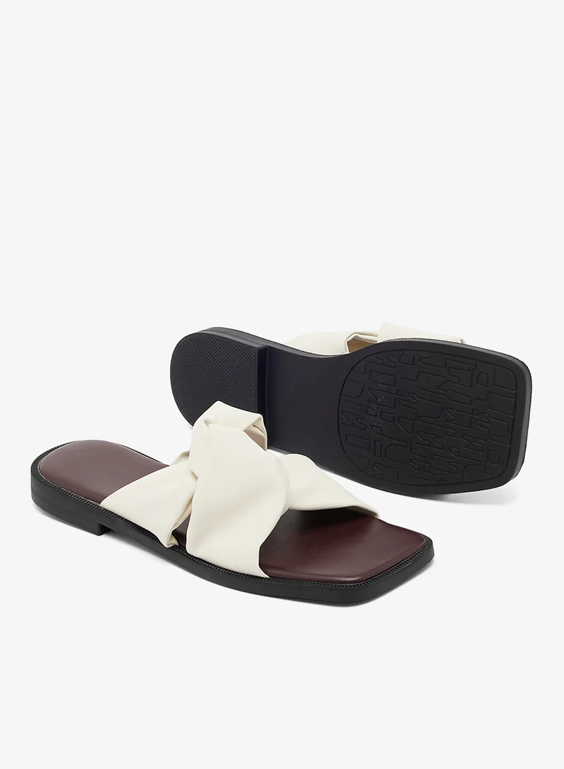 Ginger White Twisted Strap Flat Sandals for Women | Best Price UAE