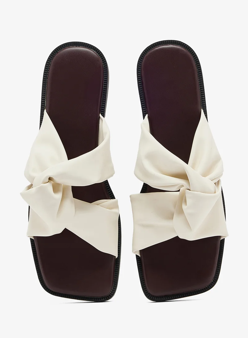 Ginger White Twisted Strap Flat Sandals for Women | Best Price UAE