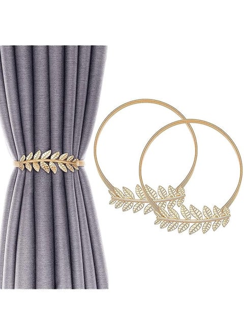 Curtain Tiebacks 2 Pcs Alloy Drapery Holdback Window Curtain Ties Backs For Curtains Modern Simple Style Curtain Tie Backs Decorative Curtain Holdbacks For Home Office Gold Leaf