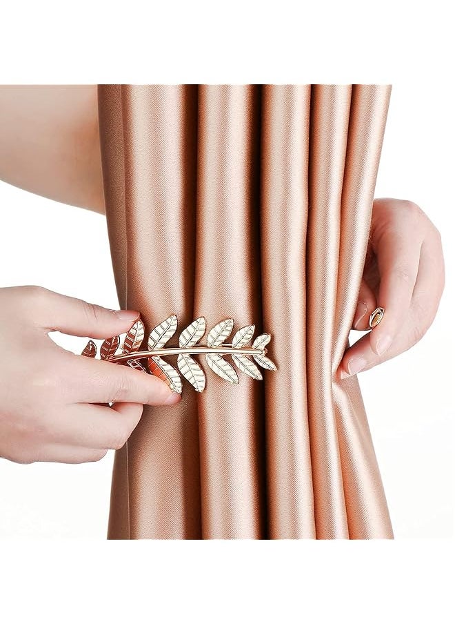 Curtain Tiebacks 2 Pcs Alloy Drapery Holdback Window Curtain Ties Backs For Curtains Modern Simple Style Curtain Tie Backs Decorative Curtain Holdbacks For Home Office Gold Leaf