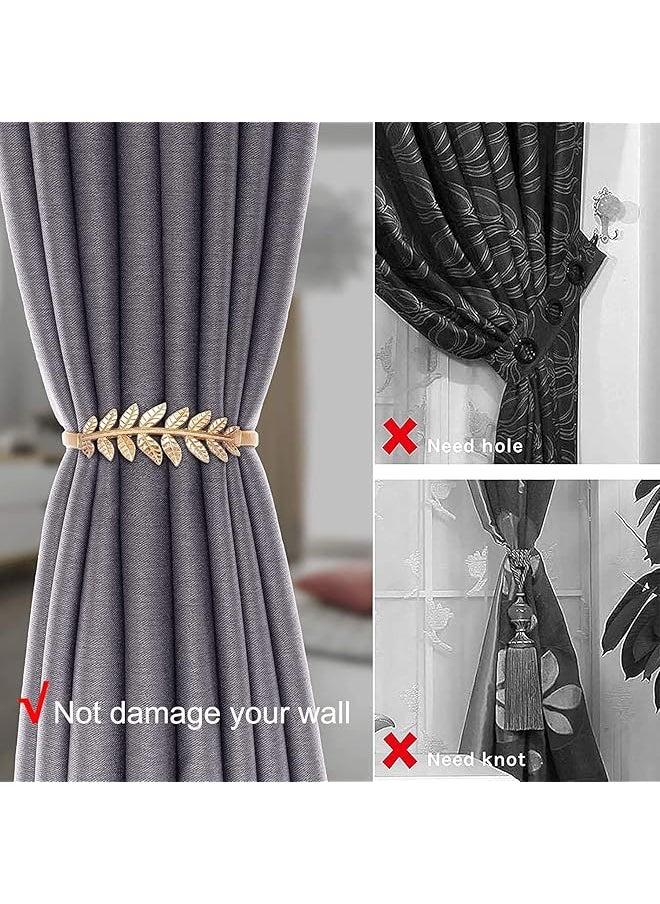 Curtain Tiebacks 2 Pcs Alloy Drapery Holdback Window Curtain Ties Backs For Curtains Modern Simple Style Curtain Tie Backs Decorative Curtain Holdbacks For Home Office Gold Leaf