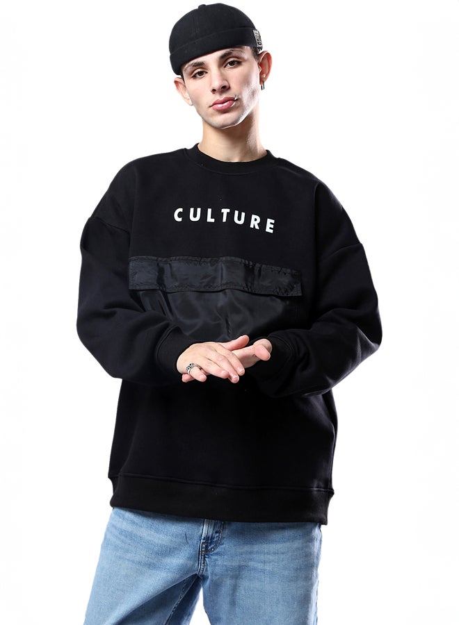 RAVIN Black Round Neck Sweatshirt with Front Pocket - Image 1