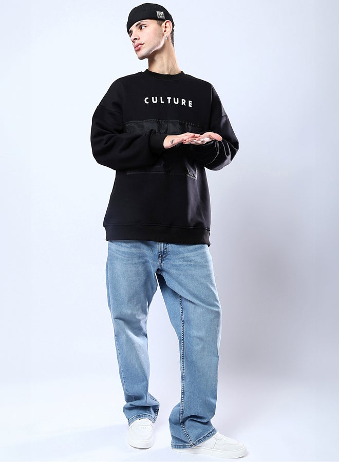 RAVIN Black Round Neck Sweatshirt with Front Pocket - Image 5