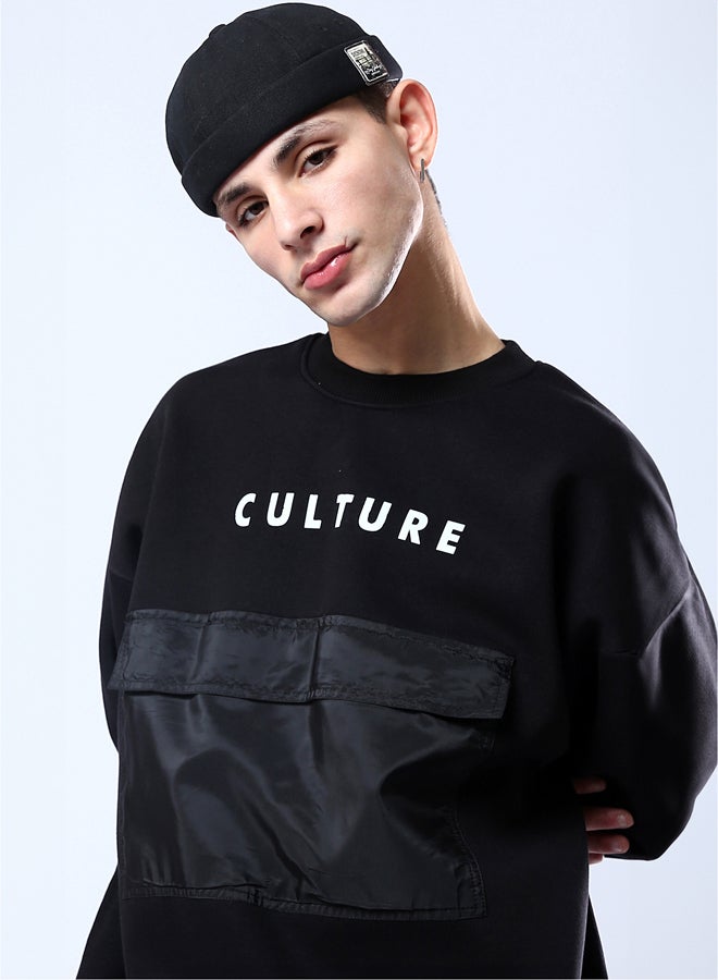 RAVIN Black Round Neck Sweatshirt with Front Pocket - Image 4