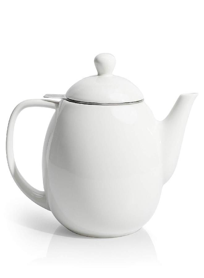 Sweese Sweese Teapots for Tea, 27 oz Porcelain Tea pot with Removable Stainless Steel Infuser, Tea Pots for Loose Tea - White, 221.101