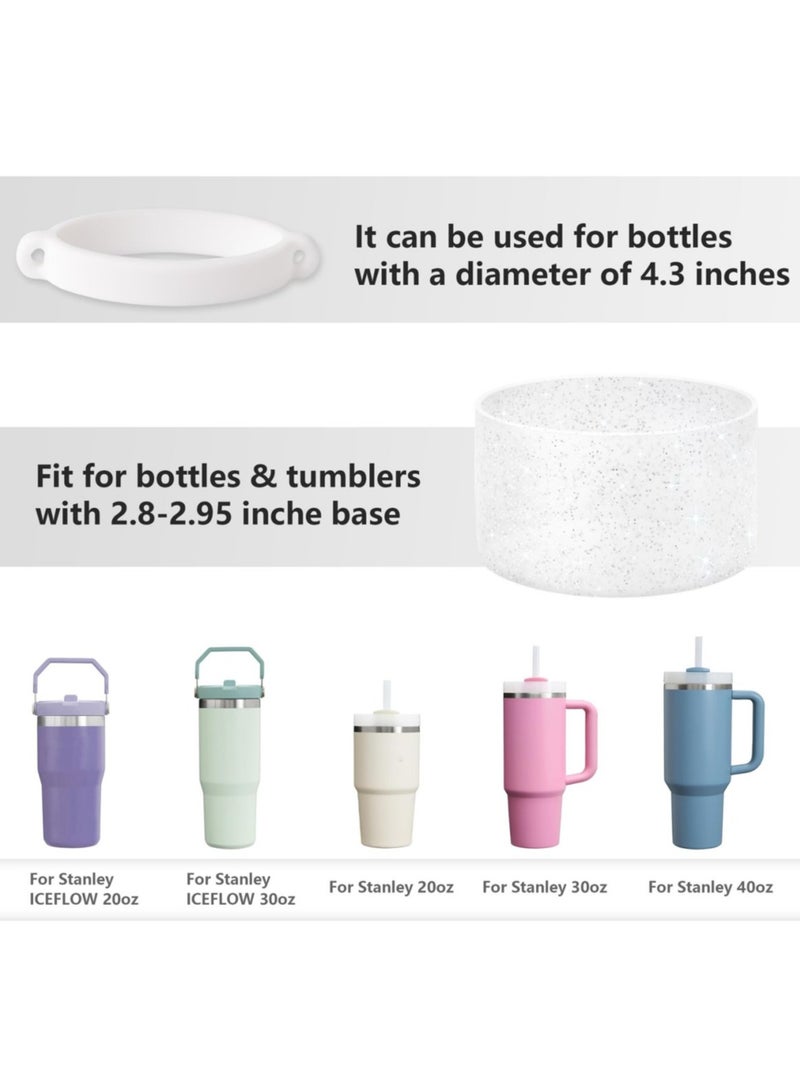 Reema 7Pcs White Stanley Cup Accessories Set for 30oz 40oz Tumbler Water Bottle Handle Strap Boot, Silicone Straw Cover, Stanley Keychain Charms Gifts - Image 5