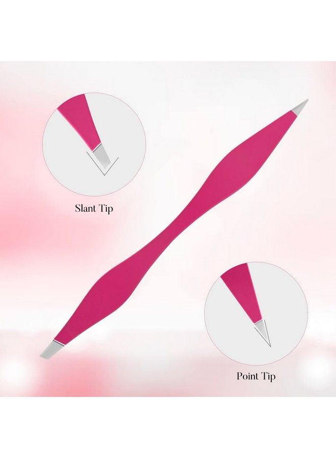 NUOMI 2 Pack Eyebrow Tweezers Double Ends Stainless Steel Tweezers Makeup Tools With Slant/Pointed Tips For Removing Facial Hair Ingrown Hair Pink And Black - Image 5