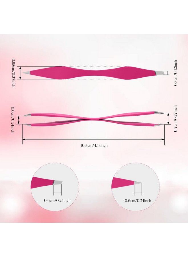 NUOMI 2 Pack Eyebrow Tweezers Double Ends Stainless Steel Tweezers Makeup Tools With Slant/Pointed Tips For Removing Facial Hair Ingrown Hair Pink And Black - Image 4