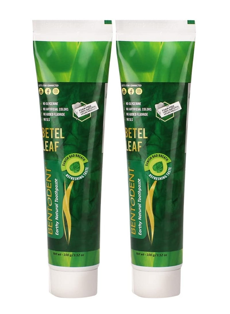Bentodent Toothpaste - Natural Toothpaste For Entire Family - Freshens Breath, Protects Enamel, Strengthens Gums - Fluoride Free (Betel Leaf Pack) - Image 2