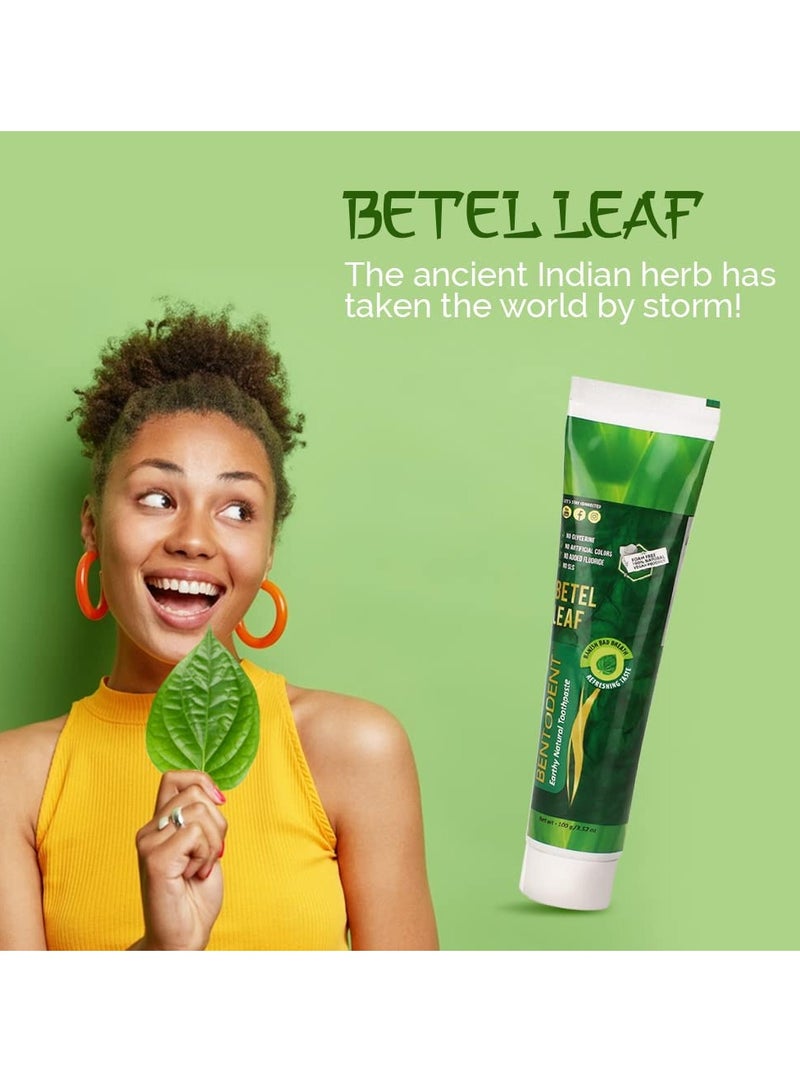 Bentodent Toothpaste - Natural Toothpaste For Entire Family - Freshens Breath, Protects Enamel, Strengthens Gums - Fluoride Free (Betel Leaf Pack) - Image 4