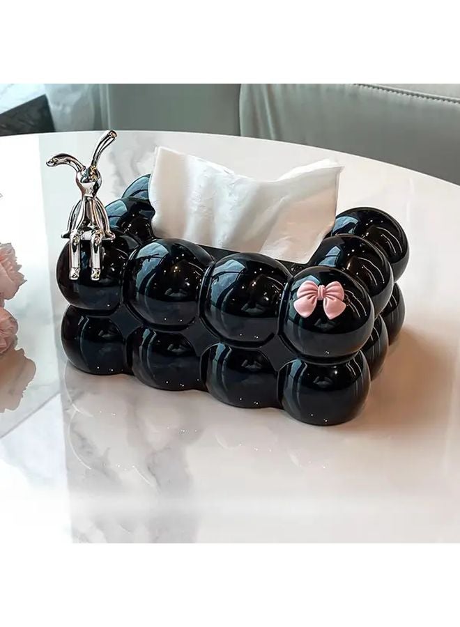 High Configuration Infinite Black Plastic Tissue Box Holder With Cushion Ball Lid - Image 2