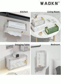 WAOKN Acrylic Tissue Box Tissue Dispenser Dryer Sheet Holder,Clear Water Ripple Tissue Storage for Bathroom Kitchen Living Room Bedroom Office Car Desk or Wall Mounted Creative Ins Style Tissue Box  - Image 5