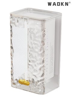 WAOKN Acrylic Tissue Box Tissue Dispenser Dryer Sheet Holder,Clear Water Ripple Tissue Storage for Bathroom Kitchen Living Room Bedroom Office Car Desk or Wall Mounted Creative Ins Style Tissue Box  - Image 2