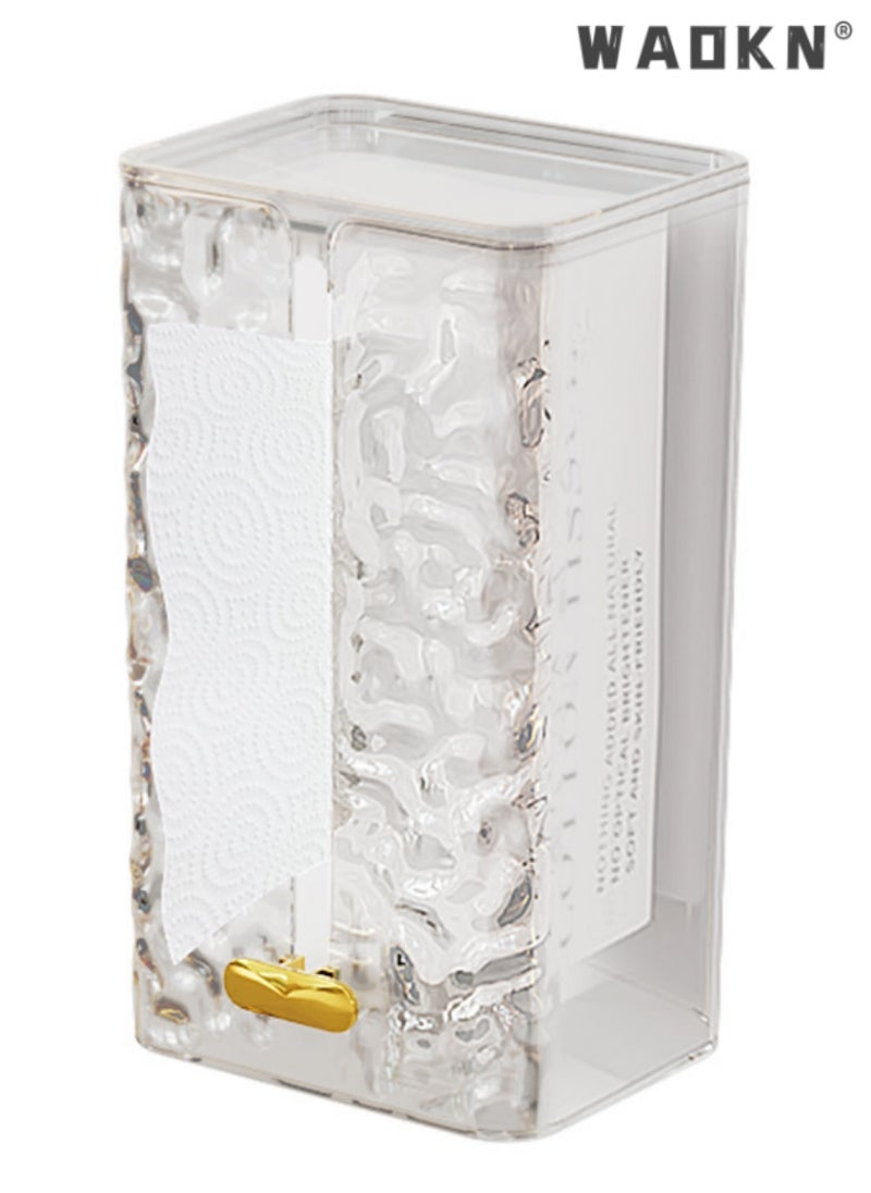 WAOKN Acrylic Tissue Box Tissue Dispenser Dryer Sheet Holder,Clear Water Ripple Tissue Storage for Bathroom Kitchen Living Room Bedroom Office Car Desk or Wall Mounted Creative Ins Style Tissue Box  - Image 2
