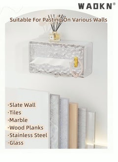 WAOKN Acrylic Tissue Box Tissue Dispenser Dryer Sheet Holder,Clear Water Ripple Tissue Storage for Bathroom Kitchen Living Room Bedroom Office Car Desk or Wall Mounted Creative Ins Style Tissue Box  - Image 4