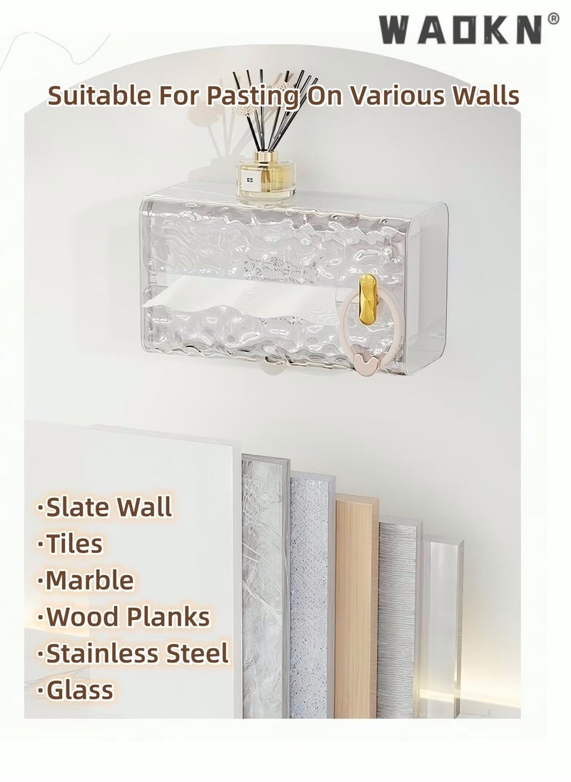 WAOKN Acrylic Tissue Box Tissue Dispenser Dryer Sheet Holder,Clear Water Ripple Tissue Storage for Bathroom Kitchen Living Room Bedroom Office Car Desk or Wall Mounted Creative Ins Style Tissue Box  - Image 4