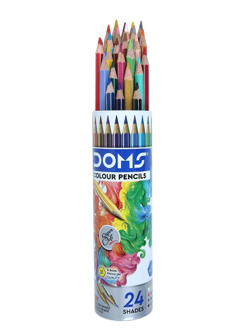 DOMS مجموعة أقلام تلوين مكونة من 24 قطعة متعددة الألوان في علبة دائرية من الصفيح - Image 2