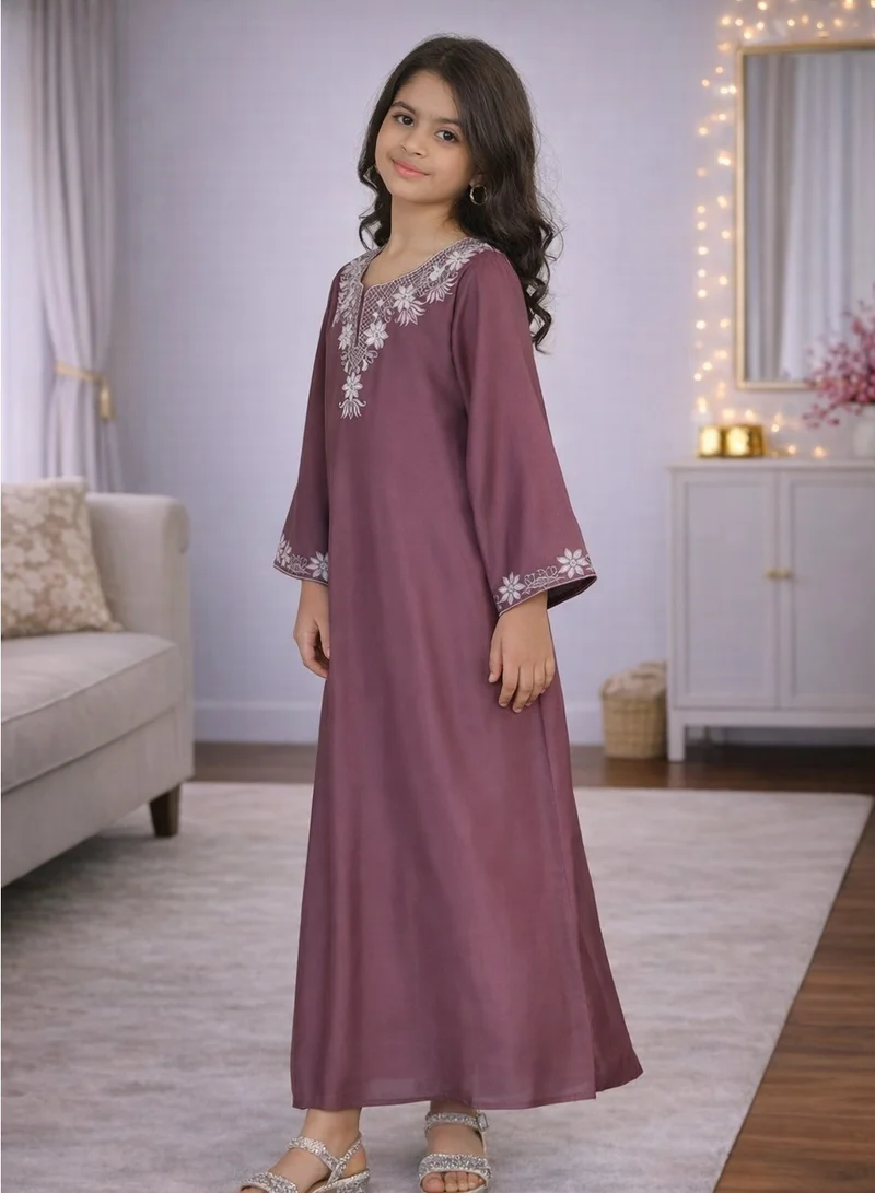 Artemea SOFT SHINY SATIN FINISH EMBROIDERED JALABIYA