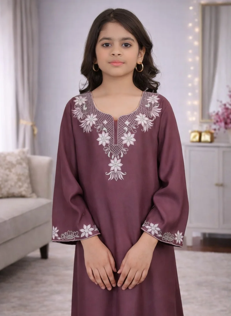 Artemea  SOFT SHINY SATIN FINISH EMBROIDERED JALABIYA for Women | Best Price UAE
