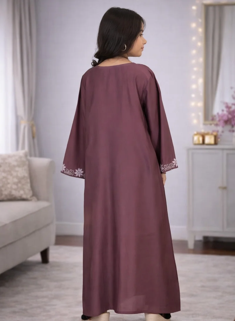 Artemea  SOFT SHINY SATIN FINISH EMBROIDERED JALABIYA for Women | Best Price UAE