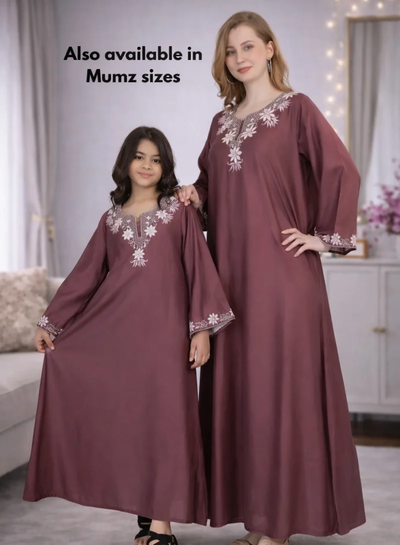 Artemea  SOFT SHINY SATIN FINISH EMBROIDERED JALABIYA for Women | Best Price UAE