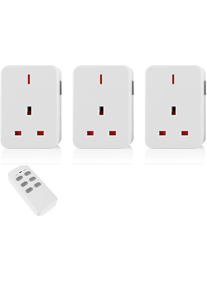 promass Wireless Remote Control Plugs Sockets，13A/3000W，Programmable, CE and RoHS Listed, Light, Household Appliances, Operating Range Up To 30 Meter /100 Foot, 3 Pack Sockets and 1 Remote - Image 1